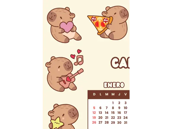 calendario 2025 sala de clases capibara/capybara