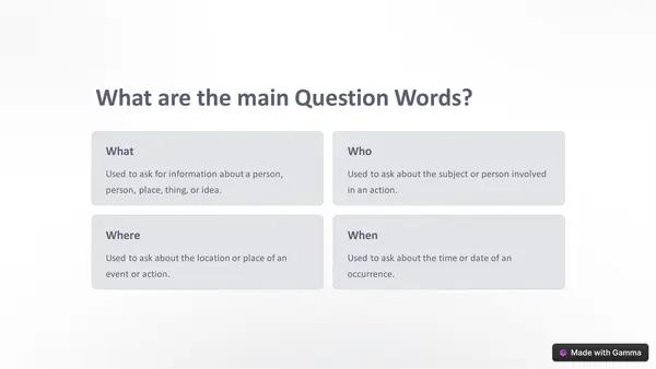 "Question words in English" en inglés