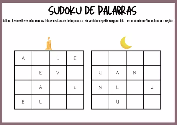 Sudoku de palabras.