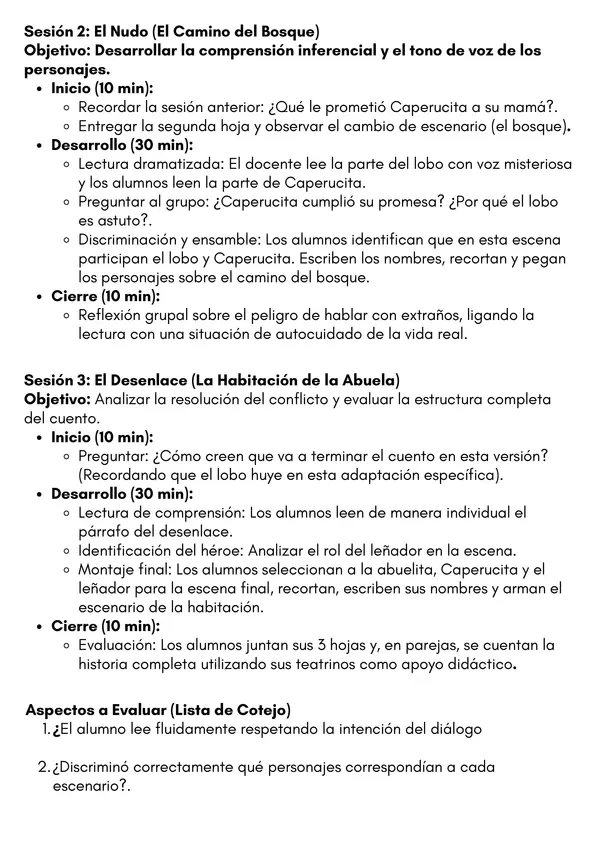 Armando el cuento de Caperucita