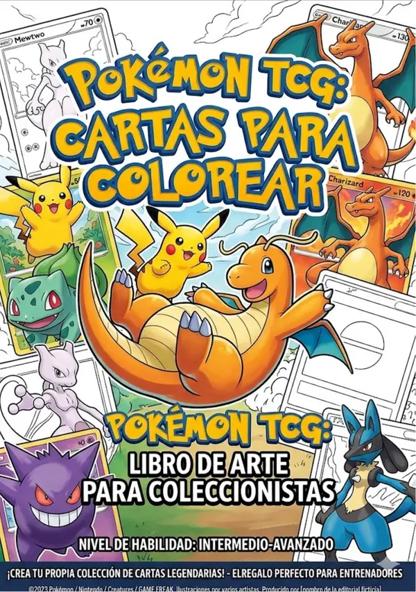 Mega Pack de Cartas Pokémon para Colorear y Diseñar