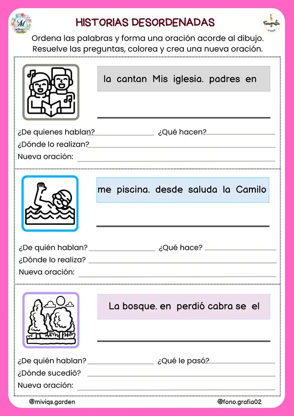 Historias Desordenadas (Ordena, responde y crea)