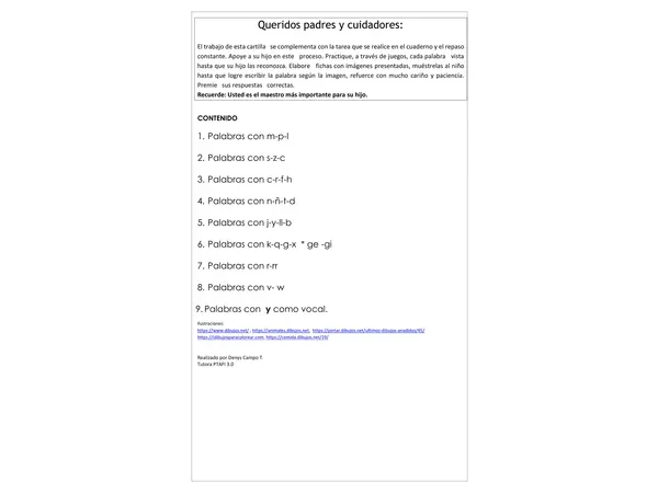 CARTILLA PARA REFORZAR COMBINACIONES BÁSICAS