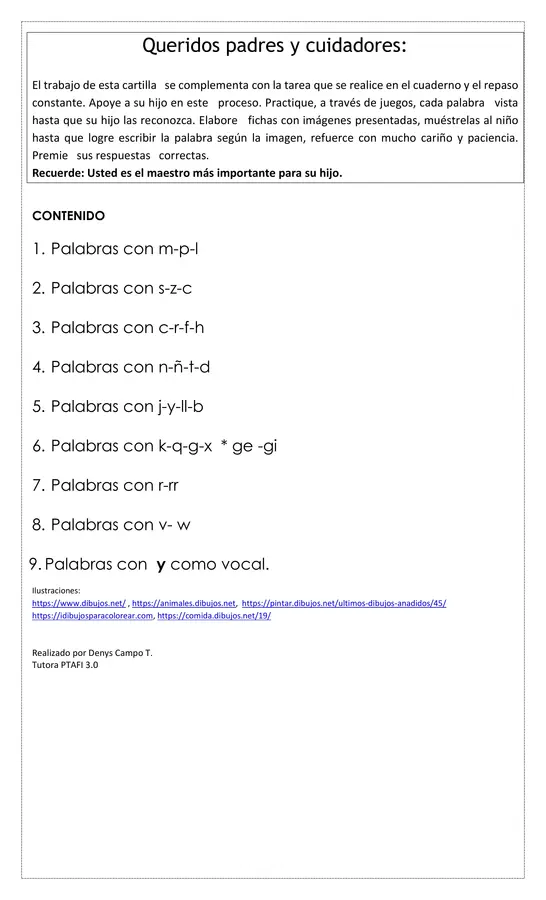CARTILLA PARA REFORZAR COMBINACIONES BÁSICAS