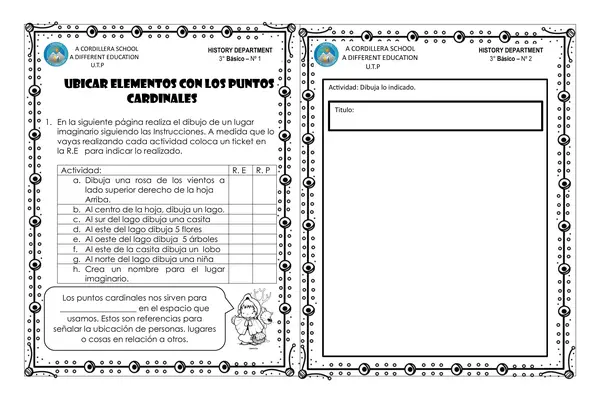 UNIDAD 1. HISTORIA TERCERO BASICO PUNTOS CARDINALES