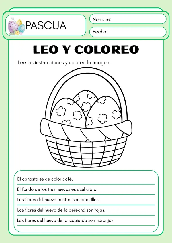 Actividad Leo y coloreo Pascua 