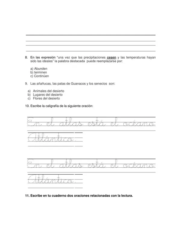Guia de Texto Informativo Desierto Florido para Lenguaje 1 Basico