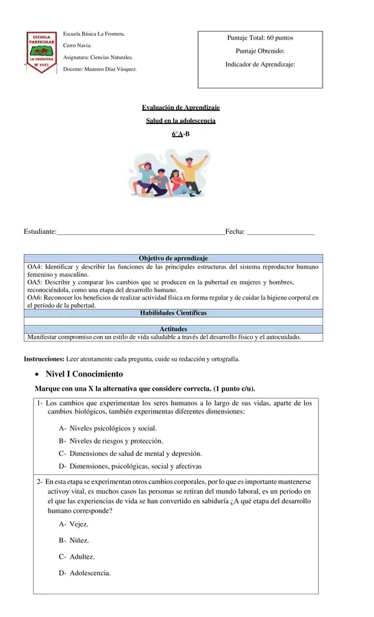 Evaluación de Aprendizaje Salud y Reproducción 