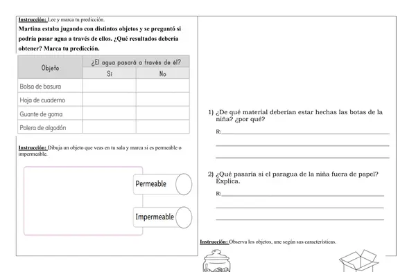 🌱 Guía de Ciencias Naturales – Propiedades de los Materiales (1° Básico)