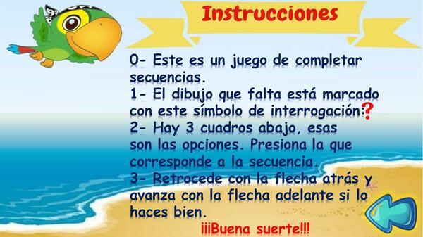 Juego "Completando secuencias piratas".