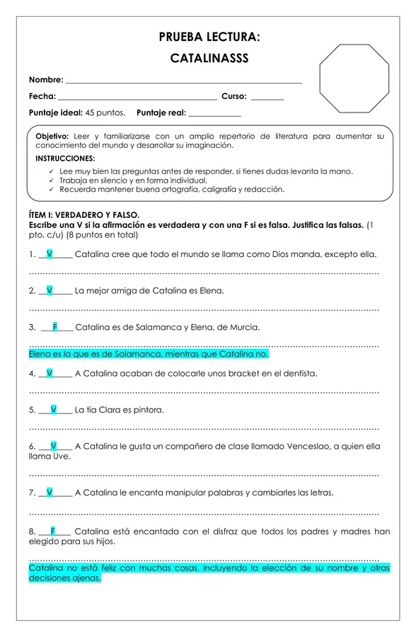 Prueba Lectura - Catalinasss