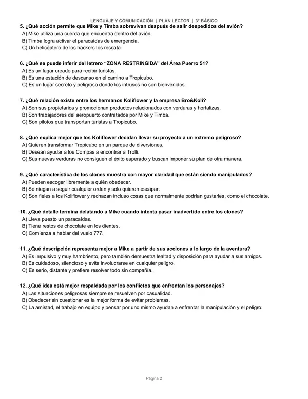 Evaluación Plan Lector + Pauta Docente | Los Compas vs. Hackers | 3° básico