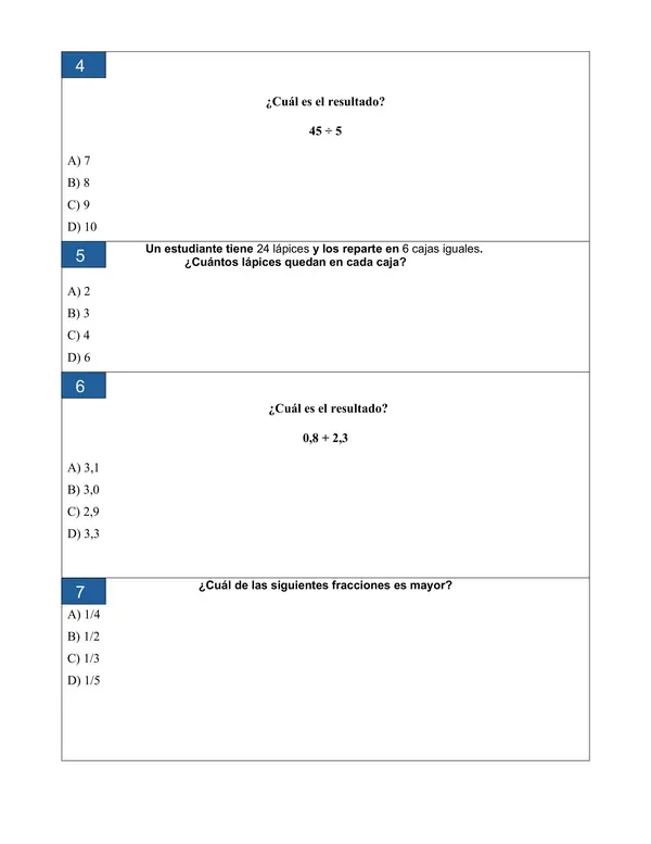 Ensayo SIMCE N°2 de Matemática para 6° Básico 