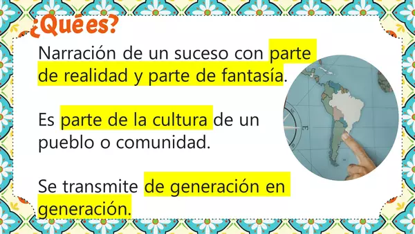 Presentación para introducir concepto de leyenda