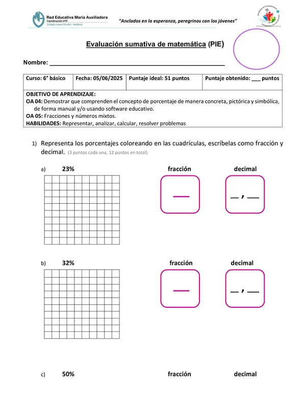 Prueba porcentajes y números mixtos 