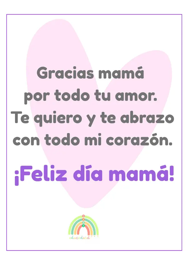 Tarjeta poema día de la mamá