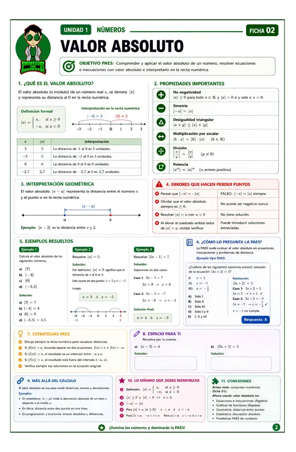 Fichas Preparación PAES Unidad Números