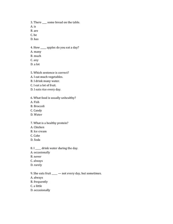 Prueba unidad 2: Healthy habits