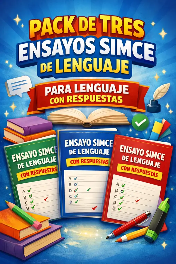 Pack 3 Mini Ensayos SIMCE Lenguaje 2° Medio: Alternativas + Desarrollo + Hoja de Respuestas y Pauta