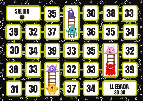 ESCALERAS MONSTRUOSAS PARA APRENDER LOS NÚMEROS 0-99