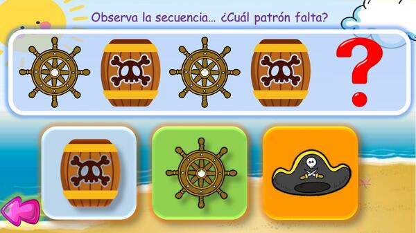 Juego "Completando secuencias piratas".