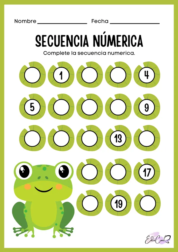 Secuencia ranita 0 al 20