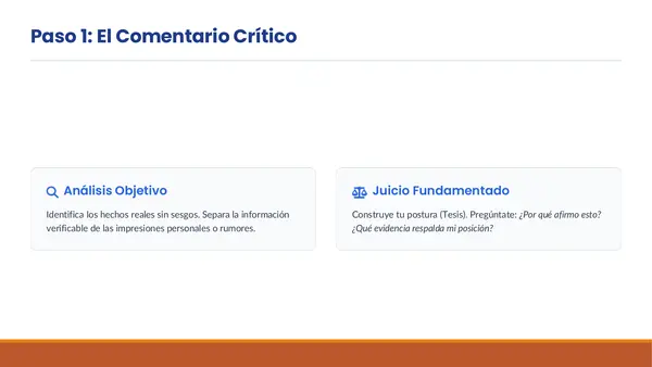 Comentario, texto argumentativo y discurso
