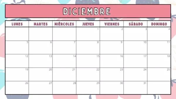 Calendario Diciembre | profe.social