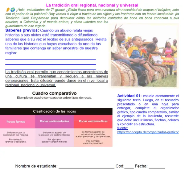 07M1SEM2 - La tradición oral regional, nacional y universal