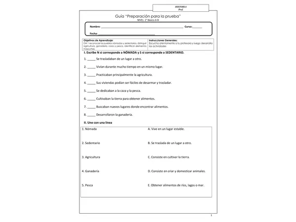 Guía de Preparación – Pueblos Originarios  2° Básico