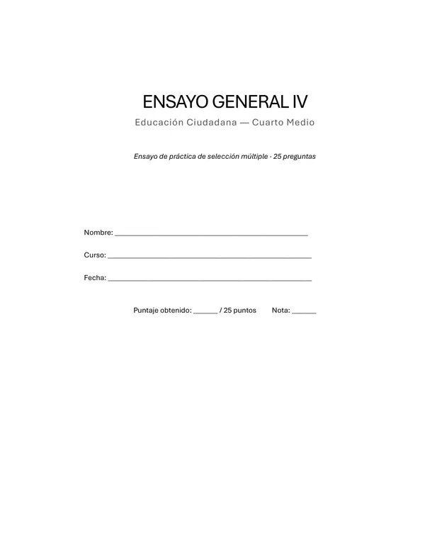 Ensayo examen libre Educación Ciudadana IV° medio