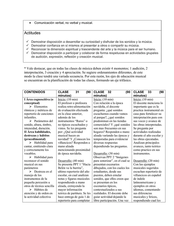 Planificación Clase a Clase: Noviembre | Música Segundo Básico