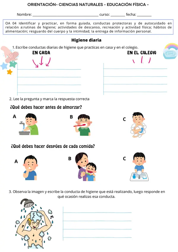 Habitos de Higiene y Acciones Saludables