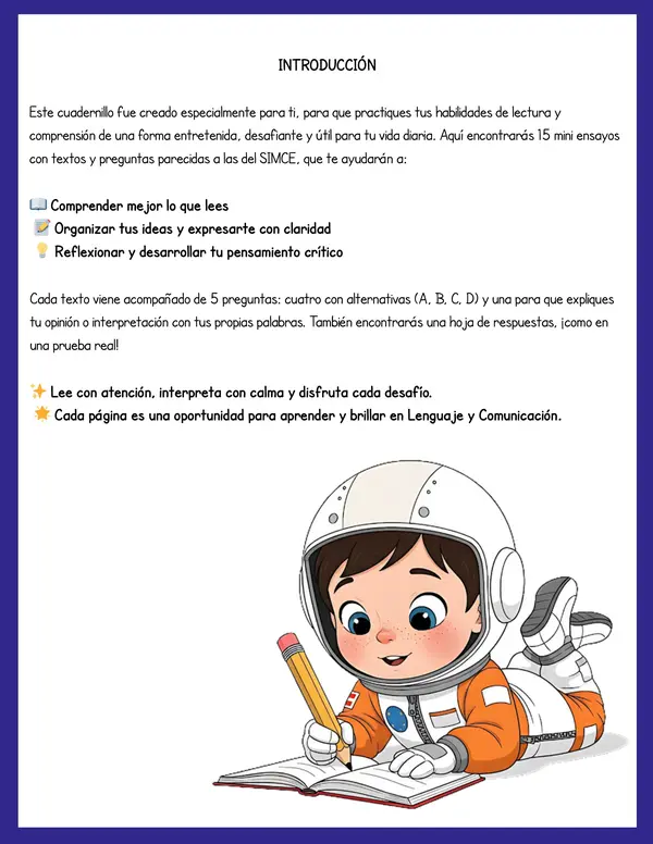 15 MINI ENSAYOS SIMCE – LENGUAJE Y COMUNICACIÓN 4° BÁSICO
