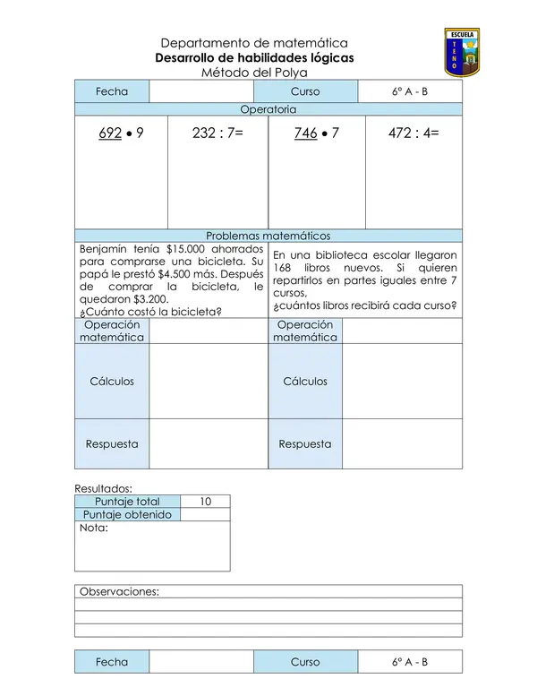 Taller habilidades matemáticas