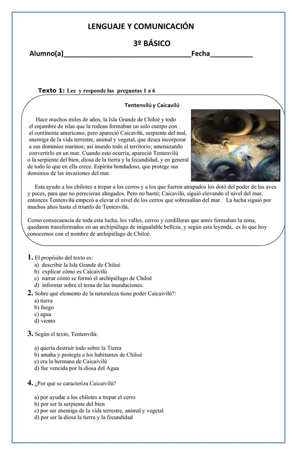 Guía Comprensión Lectora tipo SIMCE