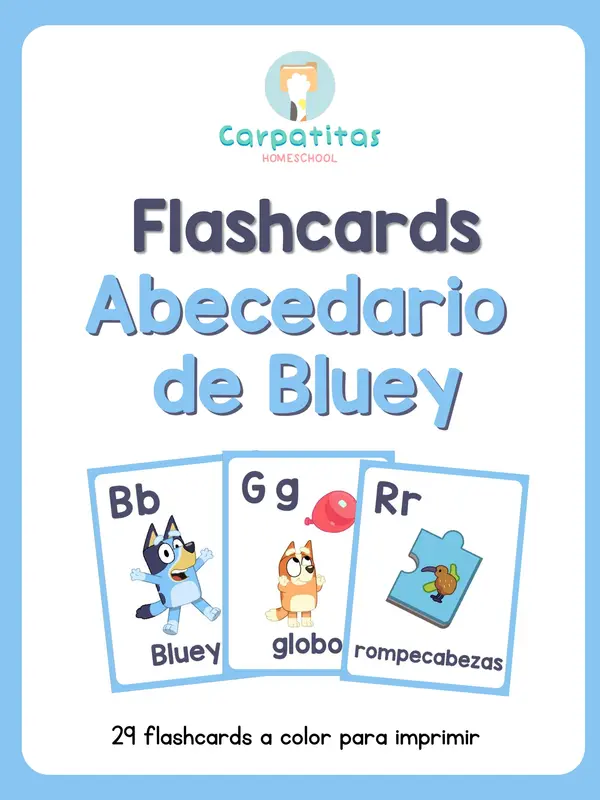 Flashcards Abecedario de Bluey en Español