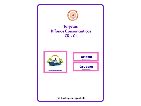 Tarjetas con Dífonos Consonánticos CR-CL