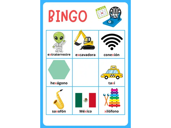 Bingo con palabras con /X/