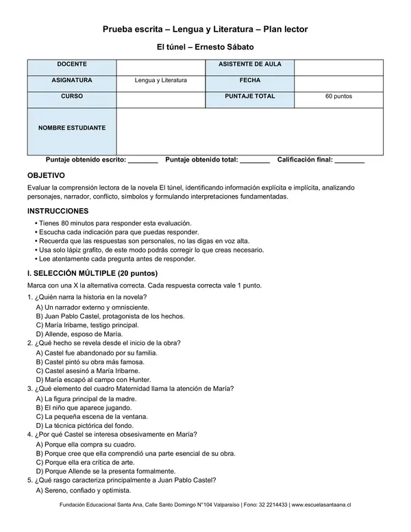 Plan lector: El Túnel 