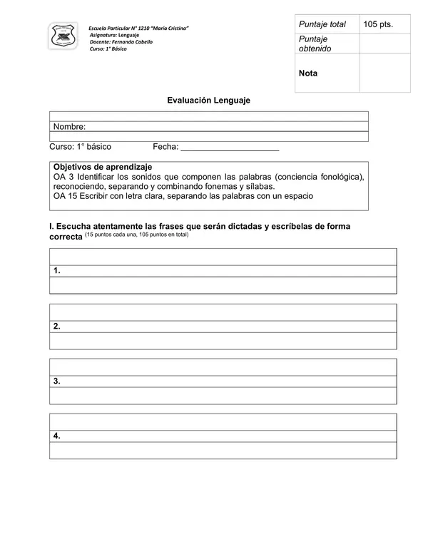Escritura de oraciones 
