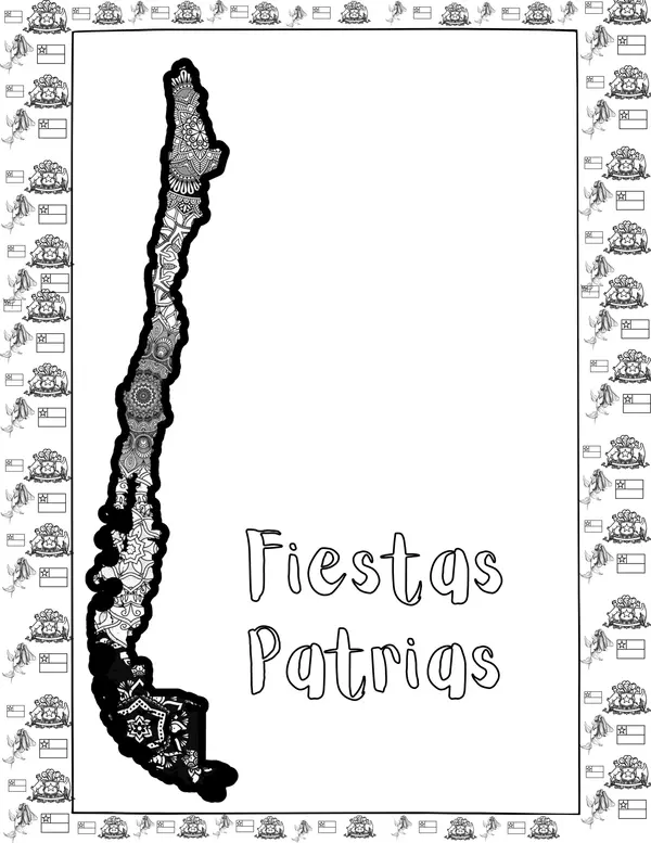 Fiestas patrias Chile-colorear