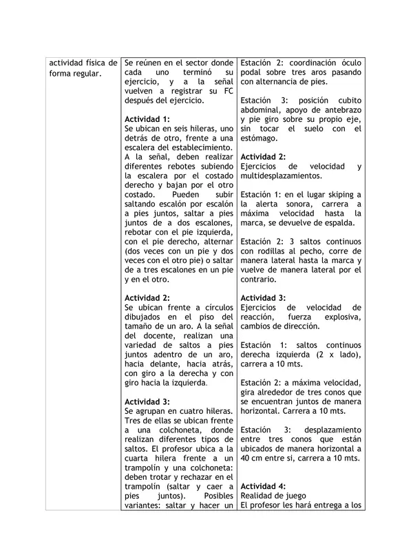 Planificación Clase a Clase: Junio | Educación Física y Salud Cuarto Básico