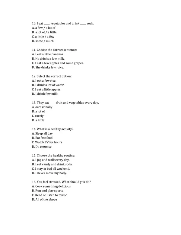 Prueba unidad 2: Healthy habits