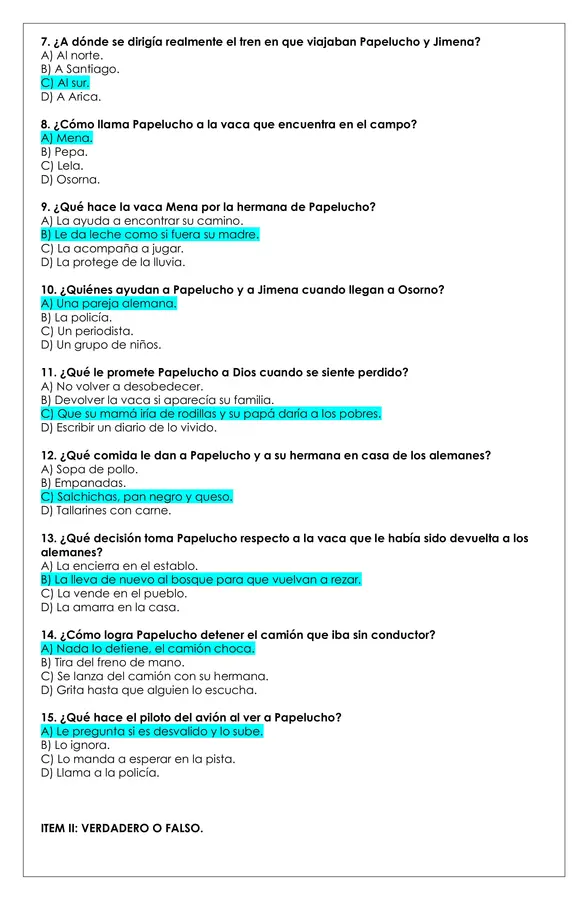 Prueba Lectura - Papelucho perdido