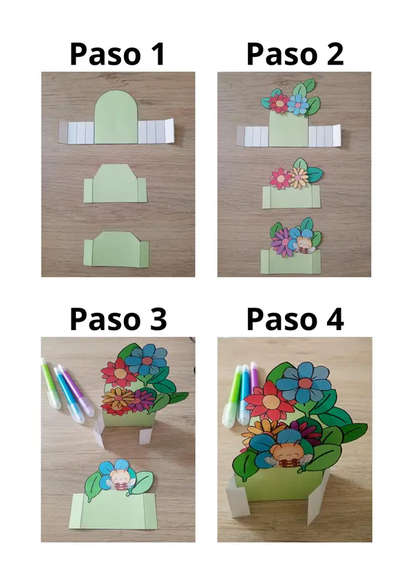 Tarjeta Pop-Up 3D: Abejas, Flores y Jardín – Manualidad Creativa