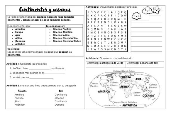 PUNTOS CARDENALES, HEMISFERIOS, PARALELOS Y MERIDIANOS, CONTINENTES Y OCEANOS