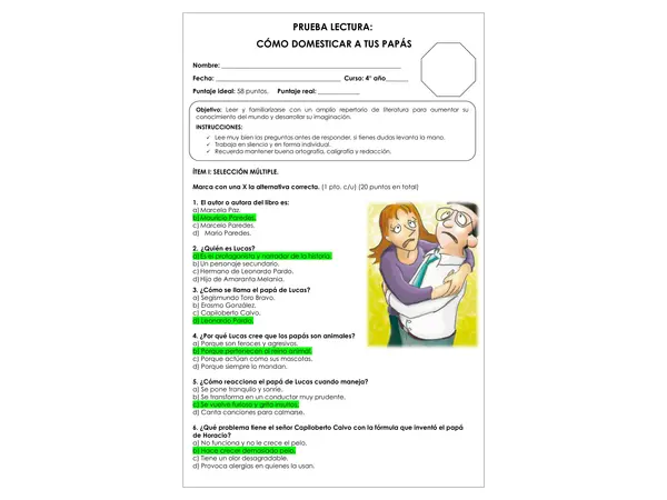 Prueba Lectura - Cómo domesticar a tus papás