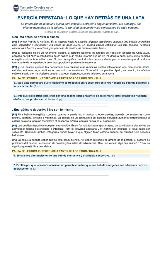 Guía reportaje bebidas energéticas. 