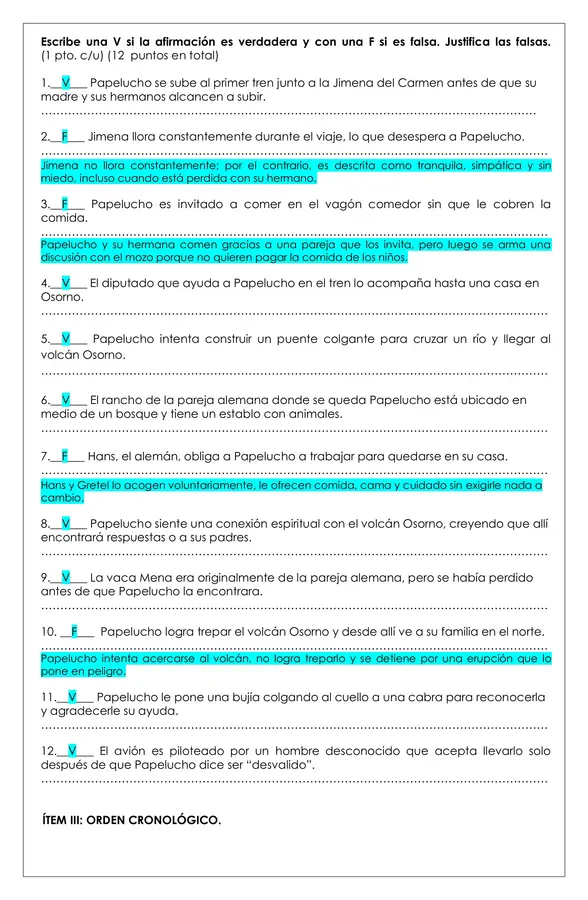 Prueba Lectura - Papelucho perdido